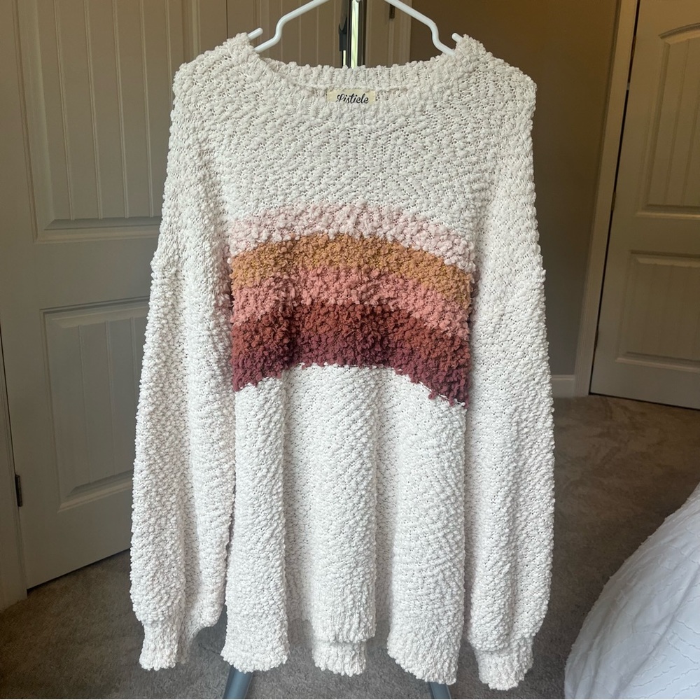 Cream Striped Listicle Sweater (L)